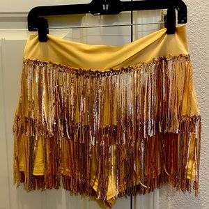 Shein Rose Gold Fringe High-Waisted Shorts